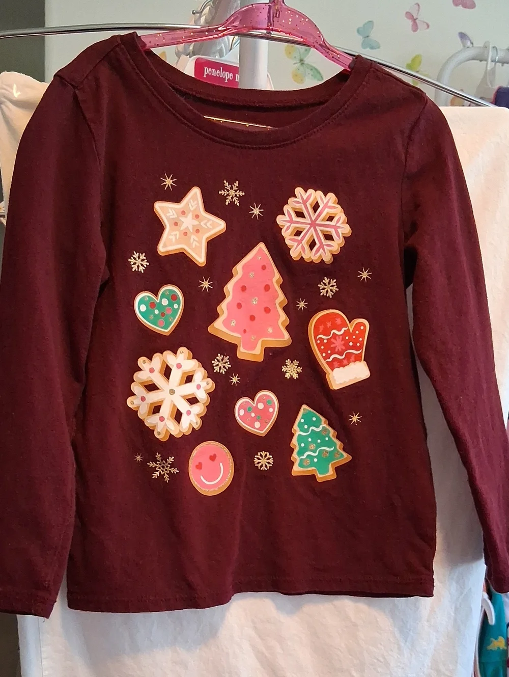 The Children's Place Burgundy Long-Sleeve Holiday Cookie Graphic Tee